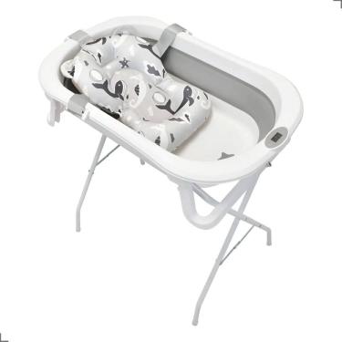 Imagem de Banheira Dobrável Premium Baby Bubbly Grey Branco