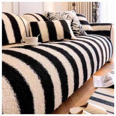 Imagem de SPXMQSS Capa para sofá, capa de sofá macia para seção, universal, antiderrapante, em forma de L, espessa, quente, capa de almofada de sofá 1/2/3/4 lugares A 110 x 110 cm