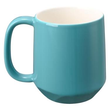 Imagem de Miicol Caneca de café de cerâmica, xícara de café grande de 473 ml, caneca de chá com alça, caneca de fundo plano para homens, mulheres, escritório, microondas e lava-louças, multicolorida, azul menta