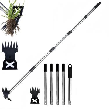Imagem de Ferramenta extrator de ervas daninhas de cabo longo, enxada de jardim com alça 2 em 1 e ancinho de ervas daninhas, alça ajustável, ferramenta de jardim de enxada para jardins domésticos, gramados e