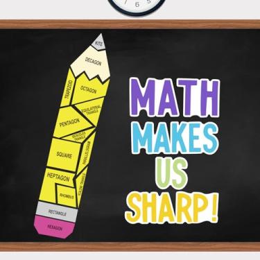 Imagem de Conjuntos de decoração de quadro de avisos de matemática, decorações de lápis para sala de aula, matemática educacional nos torna recortes de papel afiados para volta às aulas, materiais de sala de