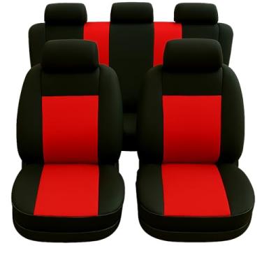 Imagem de Capa de Banco Carro Universal Impermeável Couro e Pluma Compatível capa para banco de carro, capa banco carro(PRETA E VERMELHO)