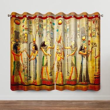 Imagem de Cortinas blackout egípcias antigas pintura e hieróglifos cultura egípcia vintage arte africana cortinas de janela para sala de estar quarto cozinha 132 x 213 cm, 2 painéis