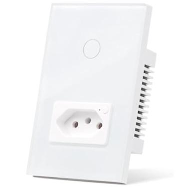 Imagem de Interruptor Inteligente WiFi com Tomada Interruptor Smart Sem Fio Doméstico Multifuncional Controle Remoto de Eletrodomésticos Por Celulares com neutro 1+1 Tomada Branco