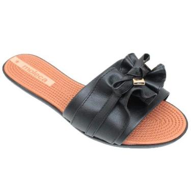 Imagem de Chinelo Rasteira Feminina Slide Laço Moleca 5297.446 - Preto Napa - 35