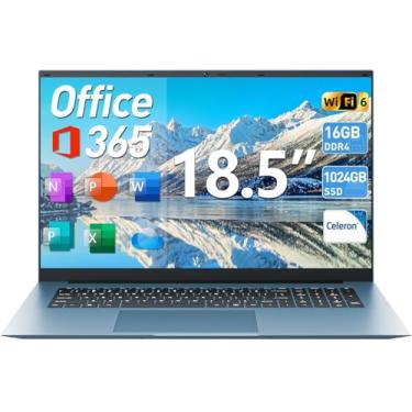 Imagem de SGIN Laptops de 18,5 polegadas, 16 GB de RAM + SSD de 1024 GB, laptops com Celeron N5095 Quad-Core, Wins 11 Home, notebook portátil, 8000mAh, WiFi 6, ângulo aberto de 180°, USB 3.2