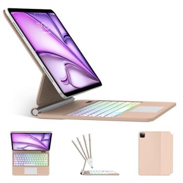 Imagem de Capa Magic Keyboard para iPad Air de 11 polegadas (M3 2025, M2 2024) e iPad Pro de 11 polegadas (4ª/3ª/2ª/1ª geração), iPad Air 5ª/4ª geração com teclado, suporte cantilever flutuante, trackpad