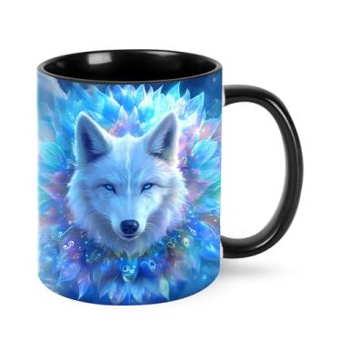 Imagem de Jumou Caneca de café de lobo 325 ml copo de cerâmica engraçado para mulheres homens novidade presentes de aniversário Natal micro-ondas escritório casa