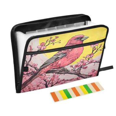 Imagem de Wassud Pássaro colorido com 13 bolsos, organizador de arquivos sanfonados, pastas expansíveis com abas e adesivos, organizador de pastas de documentos de recibo de papel tamanho carta A4 para viagens