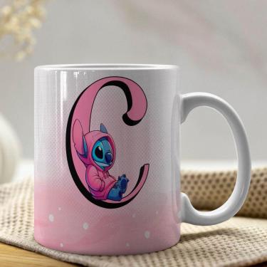 Imagem de Caneca De Porcelana Stitch Letras A-z 325ml Rosa C