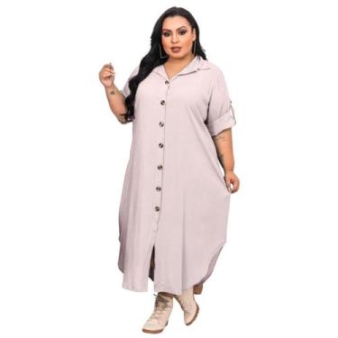 Imagem de Chamise Longo Plus Size - ZIEM, Branco liso, G1 (48/50/52)