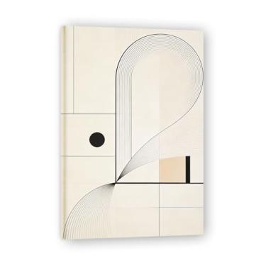 Imagem de Arte em tela minimalista, tranquilidade desbotada: tons neutros de serenidade, grande área em branco para decoração de espaço calmo 19 x 30 cm emoldurada