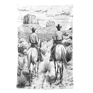 Imagem de STAYTOP Tapeçaria de parede de caubói do deserto ocidental tapeçarias para decoração de casa decoração de dormitório sala de estar quarto tapete de parede (60 × 51 polegadas)