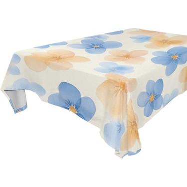 Imagem de Burbuja Toalha de mesa de flores em aquarela, toalha de mesa quadrada, anti-rugas, grossa para decoração de jantar, cozinha, festa, 137 x 137 cm