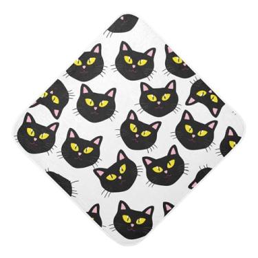 Imagem de Burbuja Toalha de banho de bebê Big Black Cat Faces - Toalha com capuz de musselina macia e absorvente para recém-nascidos, 76 x 76 cm