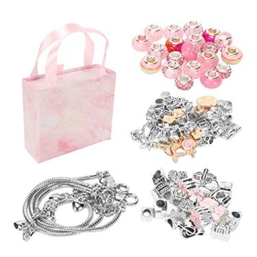 Imagem de Mbeysaq Kit de fabricação de pulseiras, faça você mesmo, coleção requintada, grande, contas coloridas, kit de pulseiras para meninas, conjunto de joias de alta qualidade, faça você mesmo, conjunto de