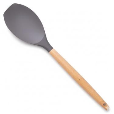 Imagem de Espátula de Silicone Cinza 31cm Cabo de Madeira