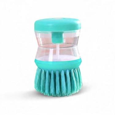 Imagem de Escova de Limpeza Multiuso com Dispenser de Detergente, Cerdas de Nylon, Design Ergonômico, para Cozinha e Banheiro, (Azul)