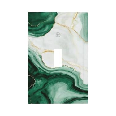 Imagem de Naiqadnehz Placa decorativa para interruptor de luz verde branco mármore abstrato 1 gangue placa de parede com interruptor único capas de tomada elétrica decoram capa de placa de interruptor para
