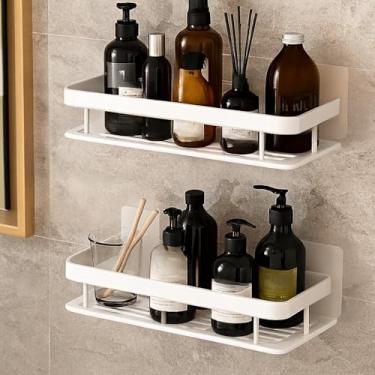 Imagem de Kit Suporte para Porta Shampoo Prateado e Dourado, Prateleira Organizador para Banheiro com Adesivo(1,Branco)