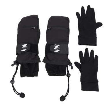 Imagem de Luvas de esqui Luvas de inverno Luvas de snowboard Fibra de aramida térmica à prova de à prova d'água Luvas para clima frio para esqui, snowboard, caminhada, preto (XL)