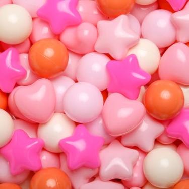 Imagem de Realhaha Bolas Star Ball Pits para crianças, 100 peças de bolas de plástico para bebês, bolas de brincar para piscina, escorregador, cercadinho para meninos e meninas, laranja rosa