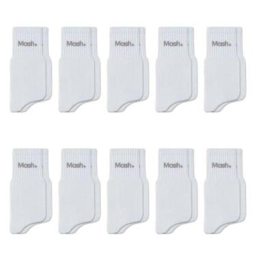 Imagem de Kit Meia Cano Curto Mash 10 Pares Algodão Esportiva, Branco, 34-38