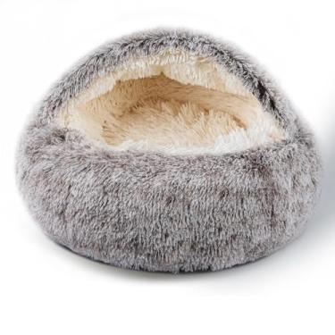 Imagem de BELEEWILWON Cama para gatos calmante para gatos, lavável em ambientes internos, cama antiderrapante de pelo sintético e ansiedade, cama acolchoada para cães e gatos pequenos e médios (Cáqui, 50 x 50