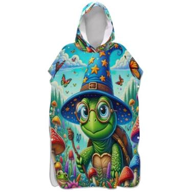 Imagem de Joisal Roupão reutilizável para troca de poncho de surfe para adultos toalhas de banho de praia com capuz desenho animado colorido animal floresta ponchos adultos para mulheres