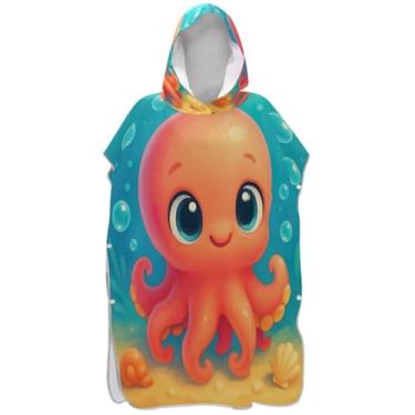 Imagem de Joisal Lindo polvo azul rosa poncho de surfe trocador para adultos ponchos de praia reutilizáveis para homens toalha de banho com capuz de praia