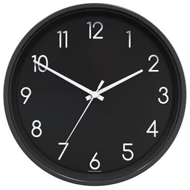 Imagem de Relógio de Parede Preto Moderno - Design Elegante e Silencioso, Ideal para Sala, Quarto e Escritório, Relógio de Parede Minimalista com Indicadores Claros