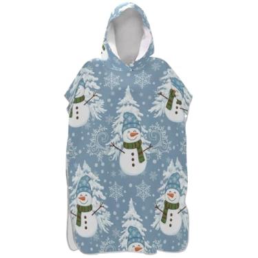 Imagem de Joisal Boneco de neve, inverno, azul, surfe, poncho para adultos, trocador de roupa, toalhas de banho com capuz, leve, masculino, poncho com capuz