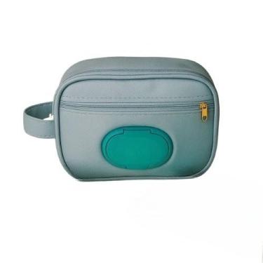 Imagem de Necessaire elegante porta lenço umedecido, pomada e fraldas portátil e impermeável(Azul claro)