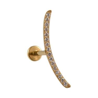 Imagem de Brinco De Cartilagem Em Titânio Cor Dourada Com Zircônia Cúbica Em For