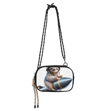 Imagem de TSENQUE Bolsa feminina pequena transversal bolsa para celular com alça feminina animal fofo preguiça solder viagem sobre o ombro bolsas