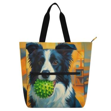 Imagem de Bolsa feminina fofa de lona de trabalho com zíper bolsa de praia para professores de livros presentes