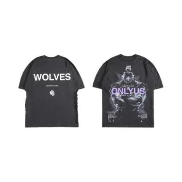 Imagem de Camiseta Masculina De Algodão Com Estampa De Cabeça De Lobo Para Boxe,