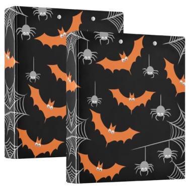 Imagem de Teias de aranha de Halloween, preto, 3 anéis, fichários de 3 cm, comporta 200 folhas, estampas de animais, 3 pastas de anéis, fichário de apresentação de anel redondo, 31,5 x 27 x 6 cm, pacote com 2