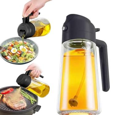 Imagem de Pulverizador de azeite de oliva 2 em 1 – Garrafa de spray de utensílios de cozinha com controle de porção para churrasco de fritar salada (470 ml)