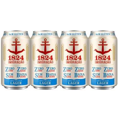 Imagem de Kit 4 Cerveja Imigração 1824 Lager Zero Carbo Lata 350ml Zero Glúten