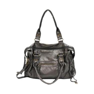 Imagem de Bolsa Tote Unissex De Grande Capacidade Em Couro PU Vintage Lavado Com