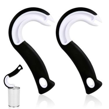 Imagem de 2 abridores de latas com abas fáceis de abrir, abridor de latas em forma de J, extrator de abas pop top para latas, ferramentas abertas, ajudante para latas de refrigerante, cerveja, garrafas que não