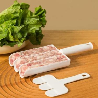 Imagem de 1 conjunto de máquina de almôndegas triplas de cozinha antiaderente, criativo com pá de corte, ferramenta de cozinha para cozinha