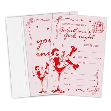 Imagem de dsjaidh Cartões de convite de dia dos namorados com envelope - 20 peças de convites para jantar do dia dos namorados - 10 x 15 cm Convite para a noite das meninas da Galentine - Lembranças e