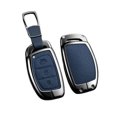 Imagem de Capa de chave de carro de liga automática compatível com Hyundai Ix25 Ix35 Ix45 Tucson Sonata Rena Creta Verna Solaris Mistra Elantra Acessórios(B 3-1 Blue)