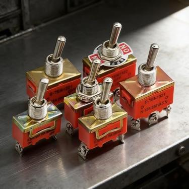 Imagem de Interruptor momentâneo de 3 peças, interruptor de alternância 230V KN3C E-Ten 1322, cabeça de 6 pinos, interruptor de 3 graus, interruptor de duplo pólo duplo, com tampa à prova d'água