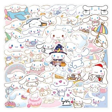 Imagem de Adesivos de Cinnamoroll de desenho fofo para crianças, 60 peças de vinil à prova d'água, decalque cinnamoroll para garrafa de água, laptop, brinquedo, adesivo para decoração de bricolage, para-choque