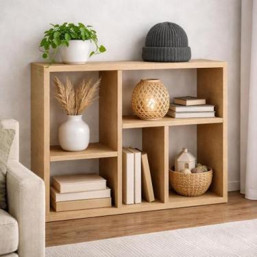 Imagem de Prateleira Decorativa MDF Cru 75x90x20cm porta livros sala - SIXTEEN D