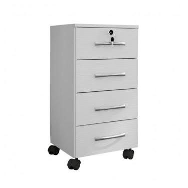 Imagem de Gaveteiro 4 Gavetas Com Rodízios E Chave Gávea Office Móveis Leão Flex Color Branco/amarelo