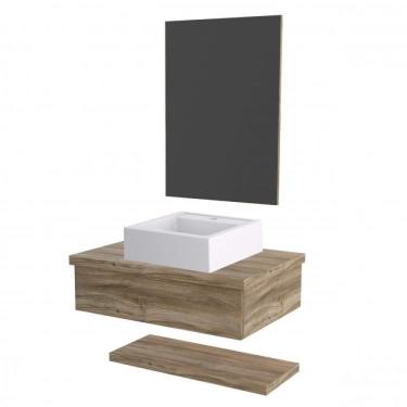 Imagem de Bancada para Banheiro com Cuba Q35 Prateleira e Espelheira 606w Metrópole Compace